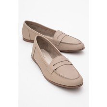 Luvi F02 Biskuvi Cilt Hakiki Deri Kadın Loafer Ayakkabı
