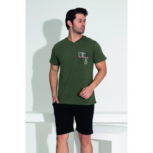 Erkek Şort Tshirt Pijama Takımı 25255 Yeşil