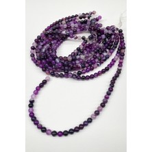 Hayalperest Boncuk Mor Akik Doğal Taş Boncuk 8 mm