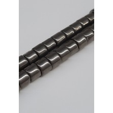 Hayalperest Boncuk Hematit Renk Silindir Parlak Boncuk