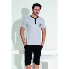 Erkek Şort Tshirt Pijama Takımı 25257 Gri