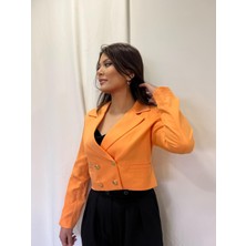 Kadınkısa Crop 4 Düğmeli Ceket