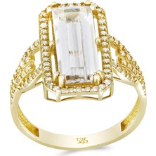 T51 Tuğrul Altın Altın Baget Taşlı Tektaş Yüzük T069619