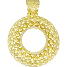 T51 Tuğrul Altın Çeyrek Altın Çerçeve Kolye Ucu T072819