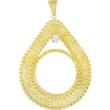 T51 Tuğrul Altın Tam Altın Çerçeve Kolye Ucu T072812