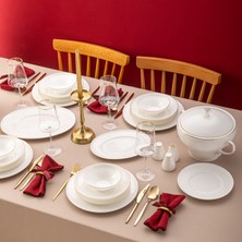 Emsan Alicia Fine Bone 60 Parça 12 Kişilik Yemek Takımı Yuvarlak Gold