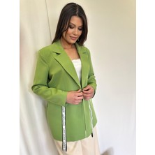 Kadın Şerit Detaylı Geniş Cepli Blazer Ceket