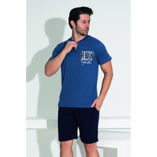 Erkek Şort Tshirt Pijama Takımı 25256 Lacivert