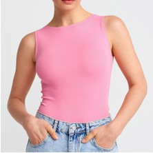 Drappe Kayık Yaka Kolsuz Basic Body