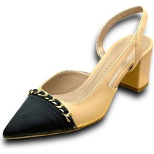 Krıste Bell 6152 Bej Sivri Burunlu Arkası Açık Topuklu Ayakkabı