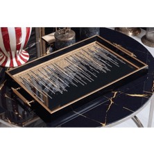 Dekoratif Sunum Tepsisi Siyah Gold