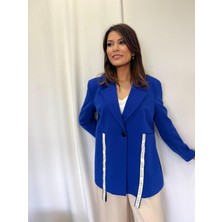 Kadın Şerit Detaylı Geniş Cepli Blazer Ceket