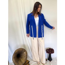 Kadın Şerit Detaylı Geniş Cepli Blazer Ceket