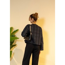 Küll Collection Siyah Çizgili Kısa Kimono