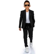 Magu Erkek Çocuk Siyah Ceket Gömlek Yelek Papyon Pantolon Takım Elbise