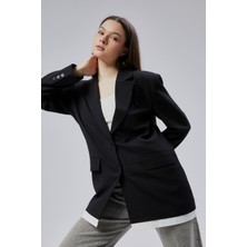 Siyah Oversize Uzun Blazer Ceket