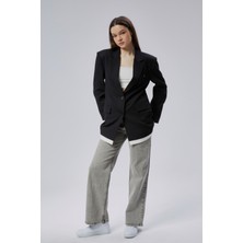 Siyah Oversize Uzun Blazer Ceket