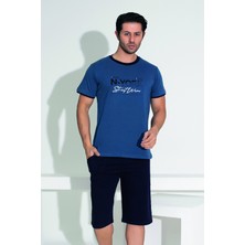 Erkek Şort Tshirt Pijama Takımı 25258 Lacivert