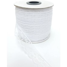 Hayalperest Boncuk Beyaz Çiçek Desenli Dantel 100 Metre