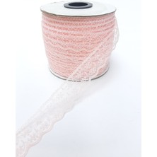 Hayalperest Boncuk Pudra Çiçek Desenli Dantel 100 Metre