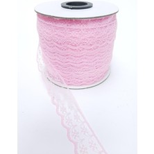 Hayalperest Boncuk Pembe Çiçek Desenli Dantel 100 Metre