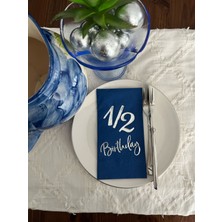Kidspartim Gümüş Yaldızlı Bodrum Mavisi Yarım Yaş Bırthday Garson Katlama Peçete 16'lı