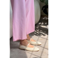 Nişantaşı Shoes Jeremi Kahve Kırışık Mat Kemer Detay Düz Taban Kadın Babet