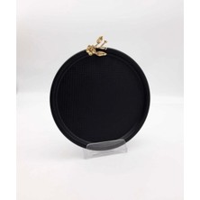 Siyah Renk Gold Japon Güllü Tek Kişilik Çay Kahve Tepsisi Lüx Sunum