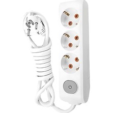 Viko | Üçlü Grup Priz, Anahtarlı Topraklı - Çocuk Korumalı Çoğaltıcı Priz  [Üçlü, 2 Metre, Beyaz]
