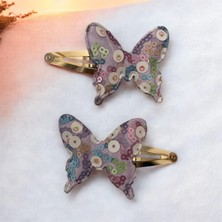 Pul Detaylı Kelebek Desenli Çıtçıt Toka