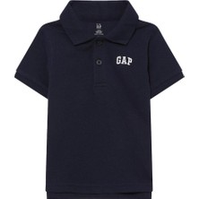 Gap Logo Polo Yaka T-Shirt Erkek Çocuklar İçin Günlük Siyah Kısa Kol Desenli