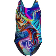 Speedo digital allover leaderback çocuk yüzücü mayosu - 8-1237718173