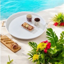 51 cm Country Tarzı Büyük Boy Beyaz Tepsi