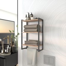 3 Raflı Metal Düzenleyici - Havluluk - Baharatlık - Duvara Monte Banyo Rafı - Metal Organizer - Çok Amaçlı Raf