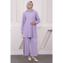 İmaj Butik Lila Bürümcük Tunik Pantolonlu Takım