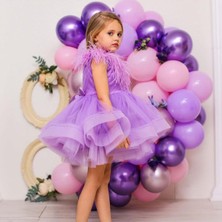 Kız Çocuk Tek Omuz Mor Tütü Etekli Kabarık  Abiye Elbise