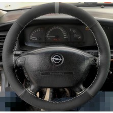 Dikişli Direksiyon Kılıfı Nubuk Deri Noktalı Deri Gri Yüzük Gri Dikişli Opel Vectra B Için