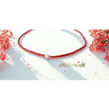 Cam Incili Kırmızı Yaz Kolyesi