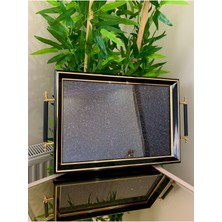 Lüx Siyah Simli Çay Tepsisi,lüx Sunum Tepsisi