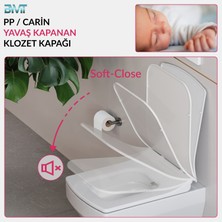 Carin Klozet Kapağı – Beyaz, Yavaş Kapanır, Tak-Çıkar, Oval Kare Form Uyumlu, Kolay Montajlı
