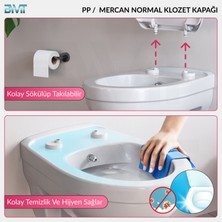Mercan Klozet Kapağı – Beyaz, Normal Kapanır, Tak-Çıkar, Oval Tip Uyumlu, kolay montajlı