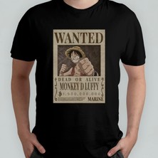 Pixxa One Piece Wanted Luffy Unisex %100 Pamuklu Bisiklet Yaka T-Shirt Model 1