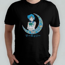 Pixxa Sailor Moon Sailor Mercury Ami Mizuno Unisex %100 Pamuklu Bisiklet Yaka T-Shirt