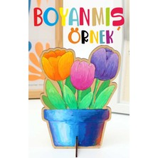 Bir Lazer Sevimli Laleler Saksıda Boyama Aktivite Sanat Okul Öncesi Anaokulu Kreş Etkinlik 13X10 cm