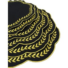 Gold Nakışlı Özel Tasarım Siyah Sofra Amerikan Servisi 6'lı Set