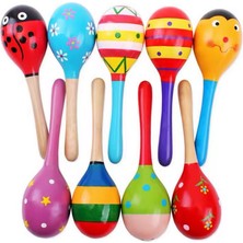 10 Adet Ahşap Marakas (20 Cm) Ritim Müzik Aleti Okul Öncesi Ahşap Oyuncak