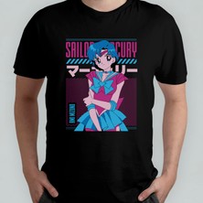 Pixxa Sailor Moon Sailor Mercury Ami Mizuno Unisex %100 Pamuklu Bisiklet Yaka T-Shirt Model 2