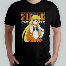 Pixxa Sailor Moon Sailor Venus Minako Aino Unisex %100 Pamuklu Bisiklet Yaka T-Shirt Model 2