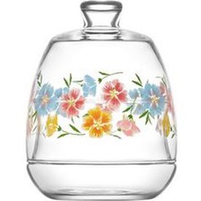 Cam Çiçek Dekorlu Şekerlik+Reçellik+Lokumluk 12 cm 2'li Set
