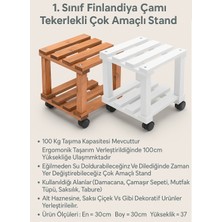 Tekerlekli Damacana Altlığı - Saksı Altlığı - Damacana Yükseltici - Damacana Standı - Ahşap Damacana Altlığı Meşe